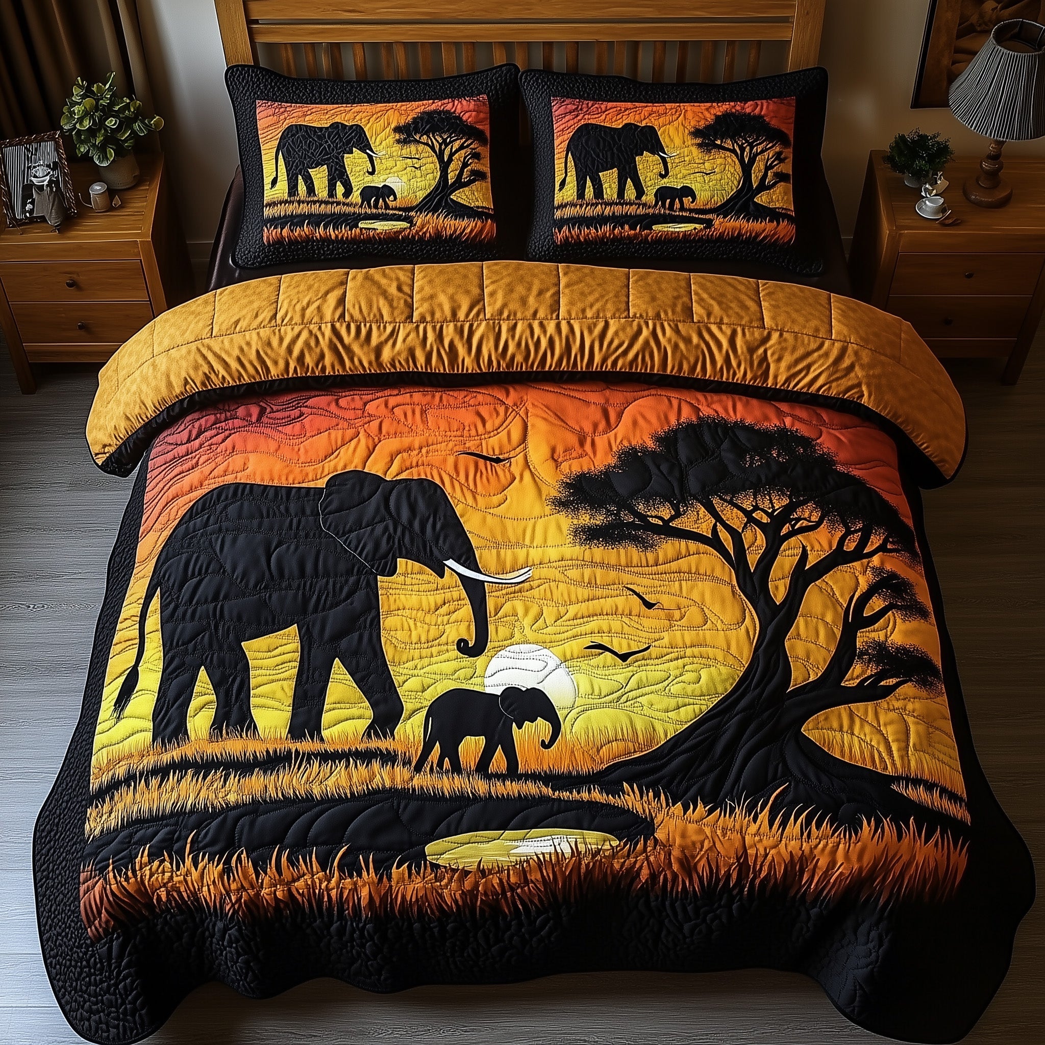 Golden Savanna Dreams Quilted Bedding Set Birthday Gift
