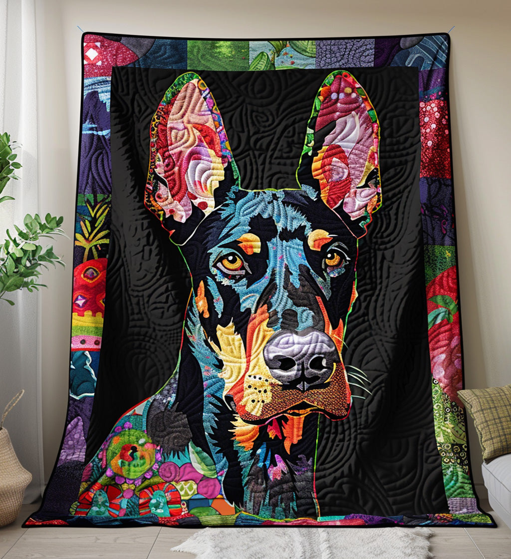 Golden Season Doberman Quilted Blanket Xmas Present For Dog Lovers