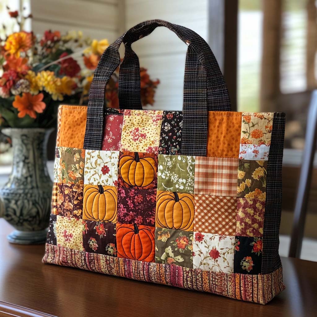 Golden Season Quilted Tote Bag Fall Autumn Gifts For Her