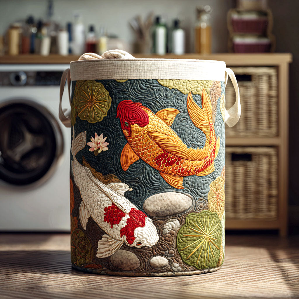 Golden Serenity Quilted Laundry Basket Easter Merch Gift