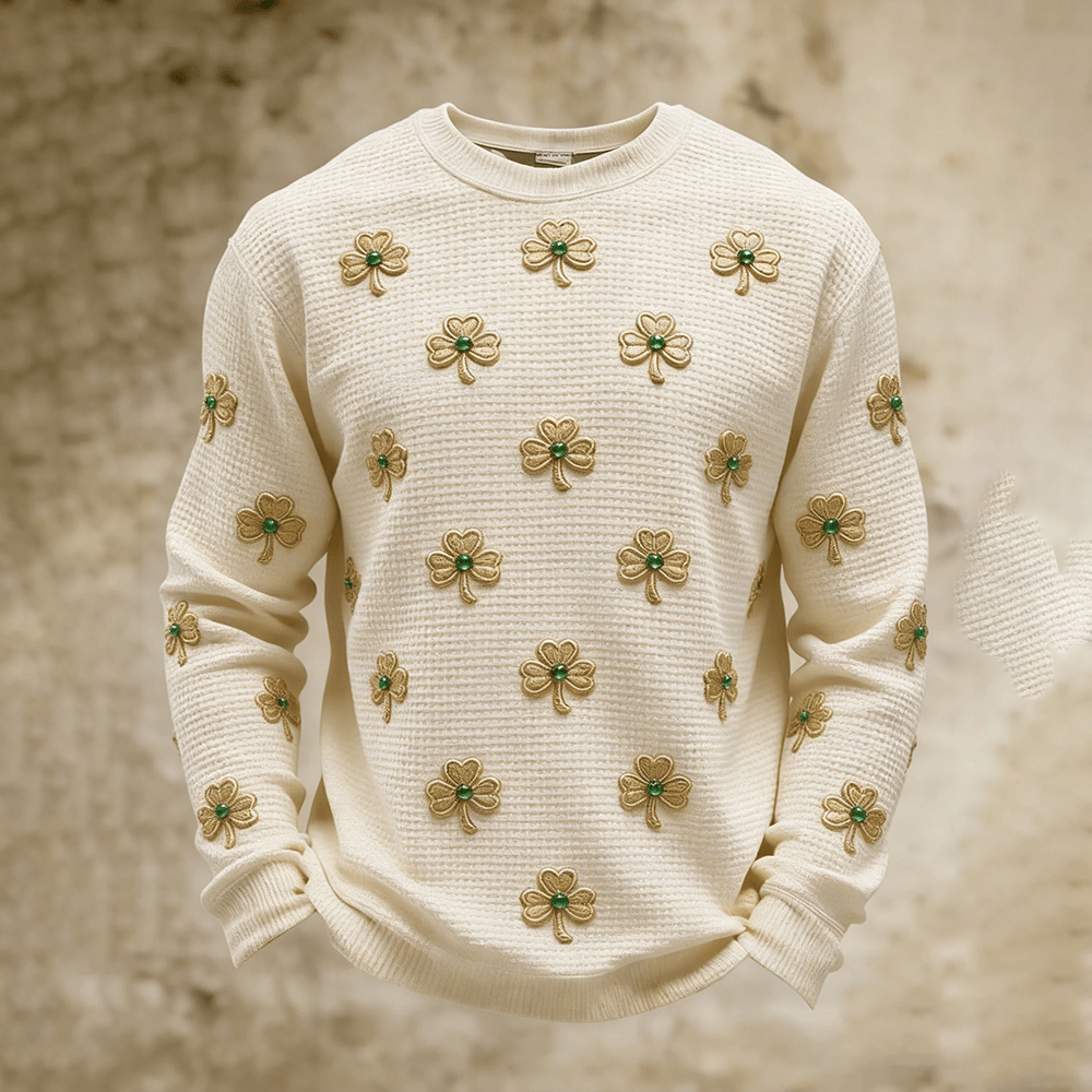 Golden Shamrock Art St Patrick's Day Long Sleeve Shirt Saint Patricks Day Apparel Husband Gift Ideas