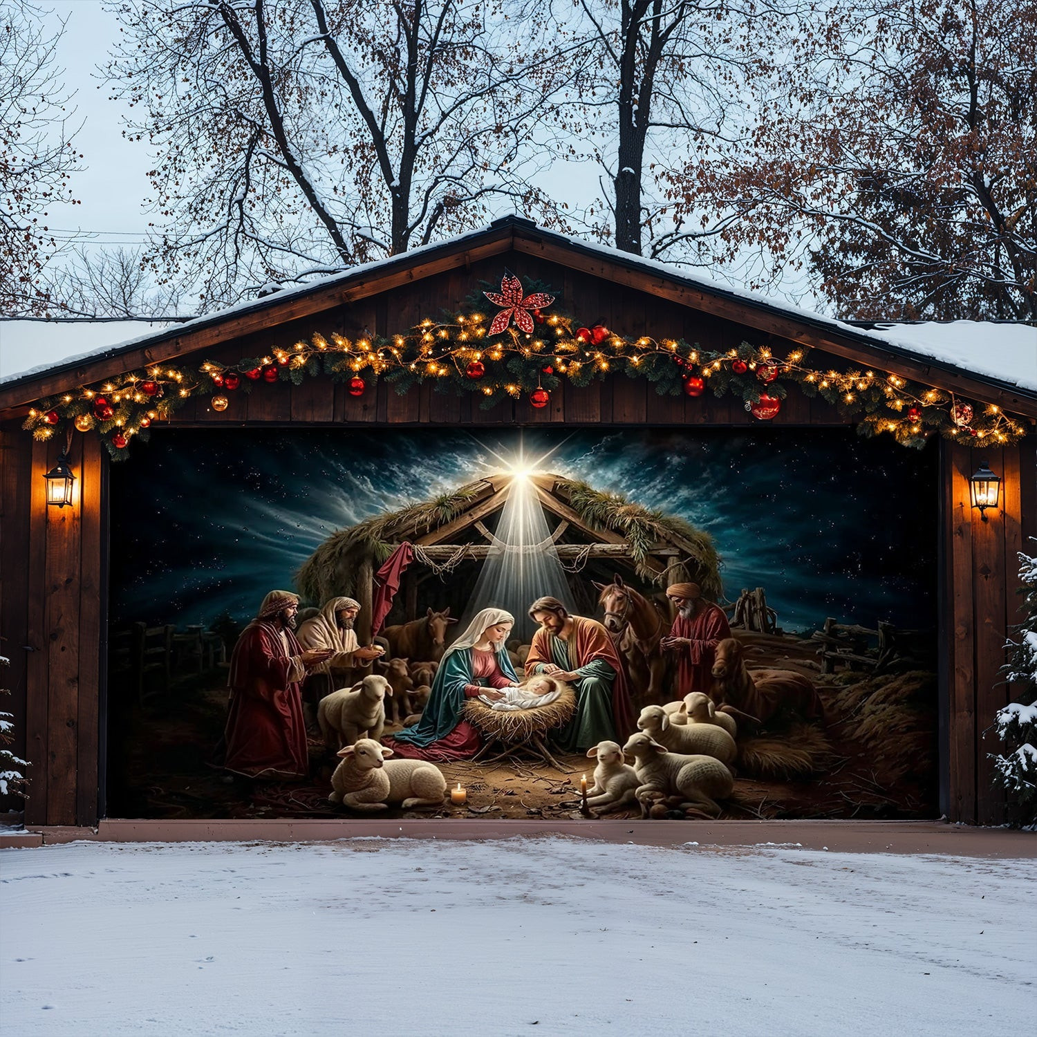 Golden Silence Of Bethlehem Christmas Garage Door Banner Xmas Garage Door Covers Gift Ideas