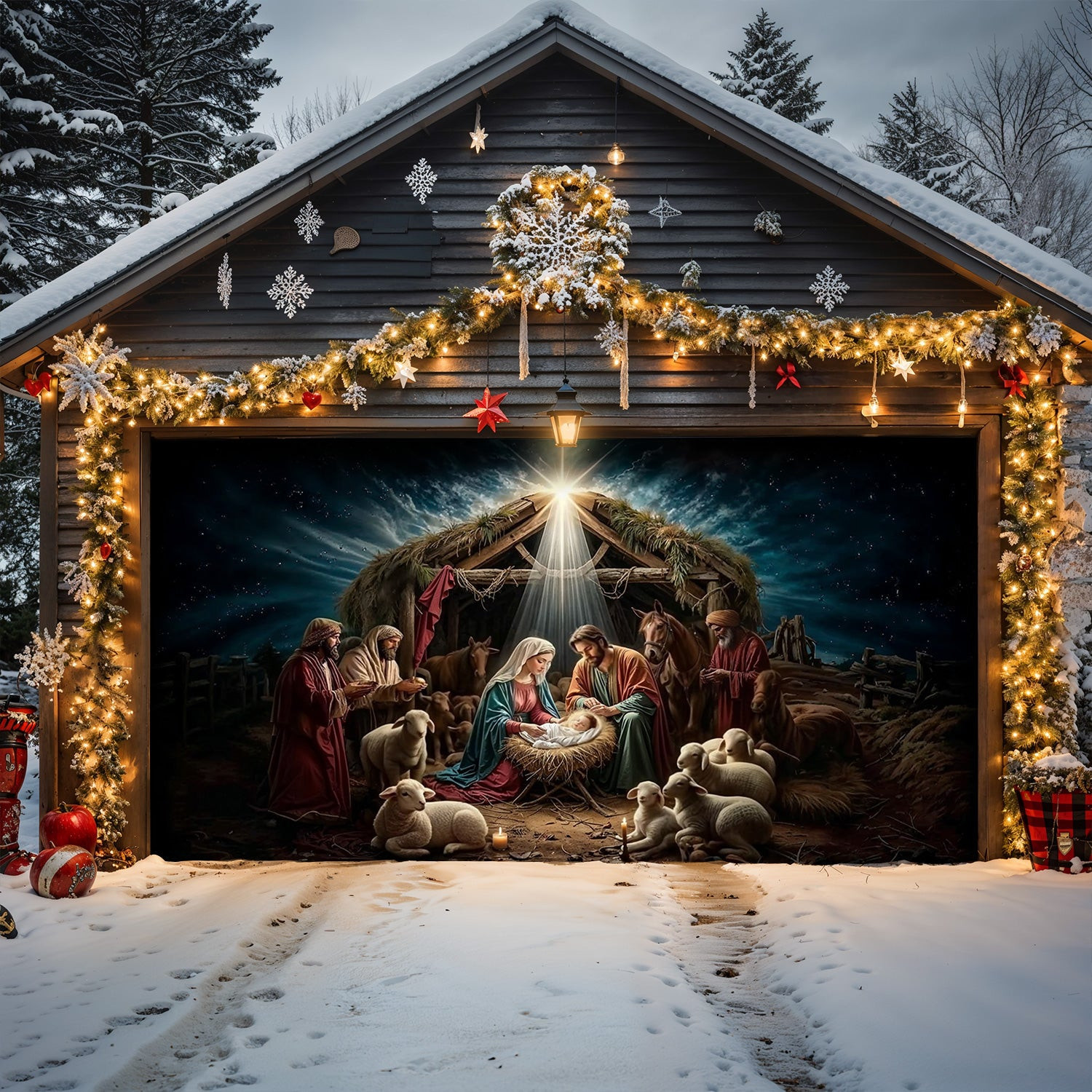 Golden Silence Of Bethlehem Christmas Garage Door Banner Xmas Gifts For Christians