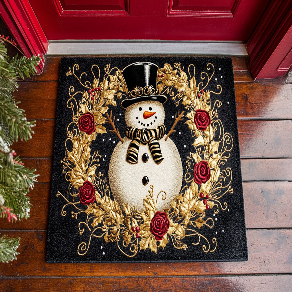 Golden Snowman Doormat Best Gift For Friends and Family on Christmas Day