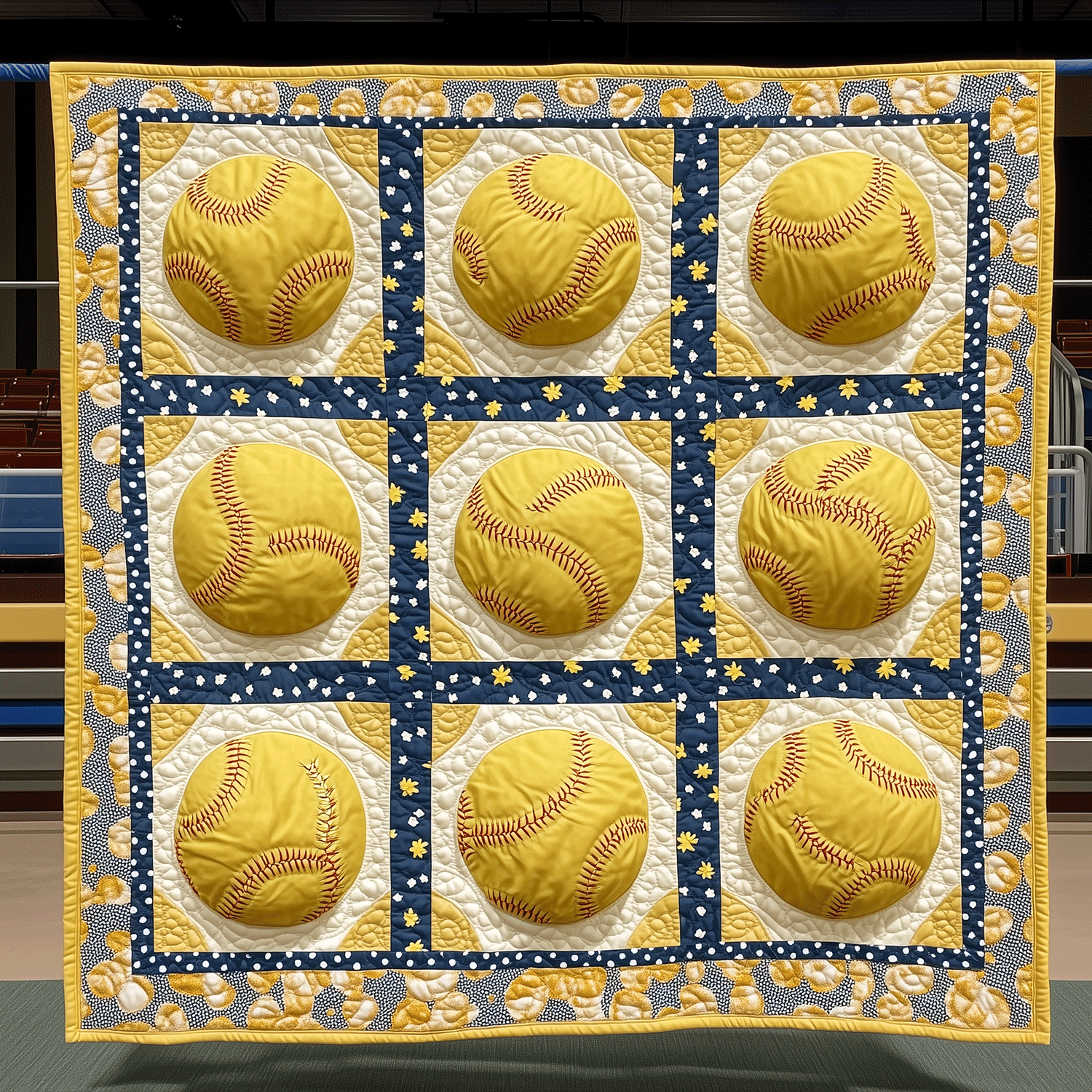 Golden Softball Quilted Blanket Cute Blankets For Girlfriend