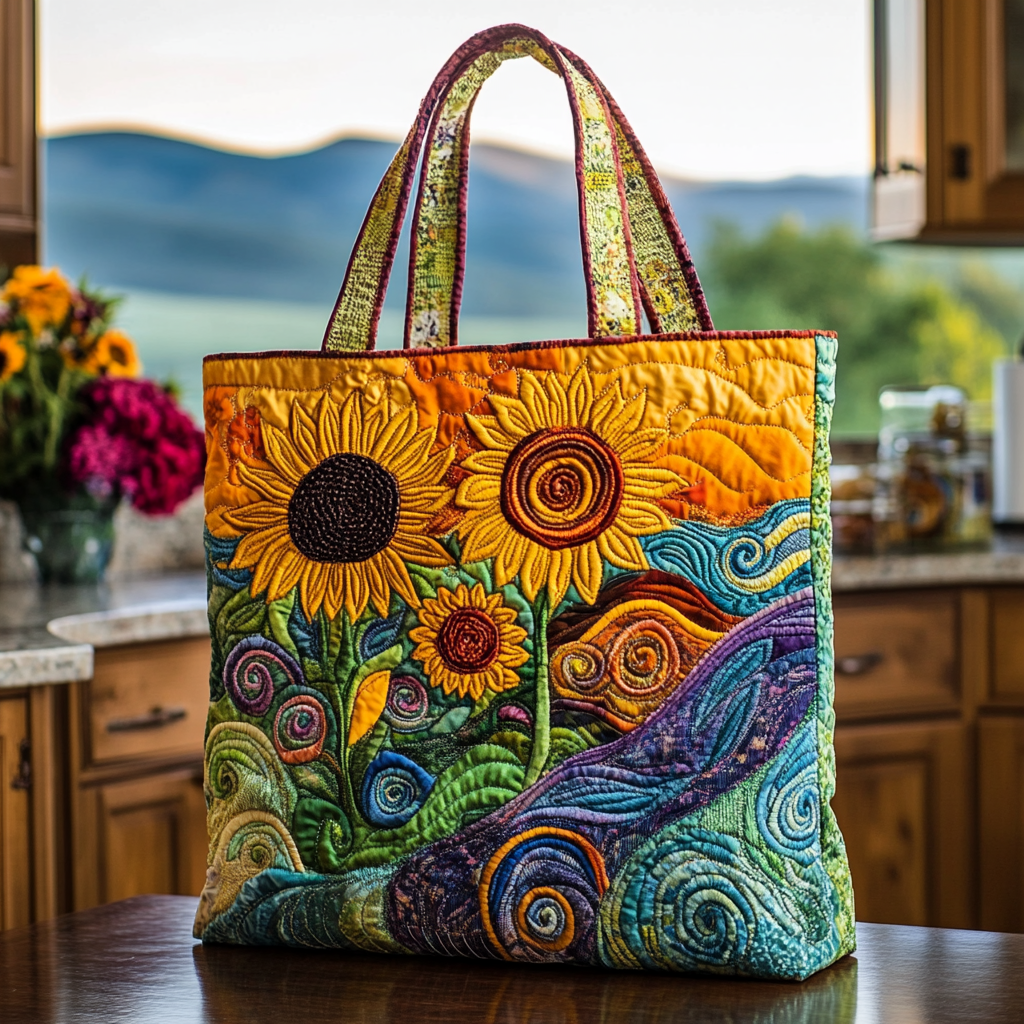 Golden Spiral Quilted Tote Bag Flower Arrangement Ideas