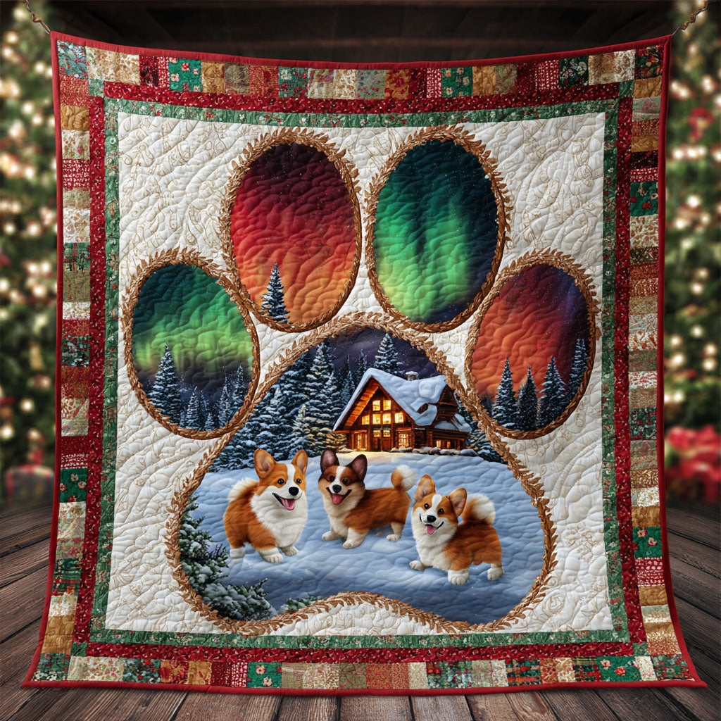 Golden Spirit Corgi Paw Quilt Blanket Christmas Throws Corgi Christmas Gifts for Mom