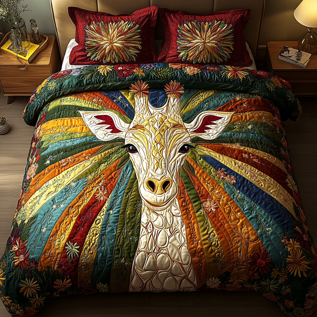 Golden Spots Quilted Bedding Set Christmas Duvet Sets Giraffe Gifts For Her