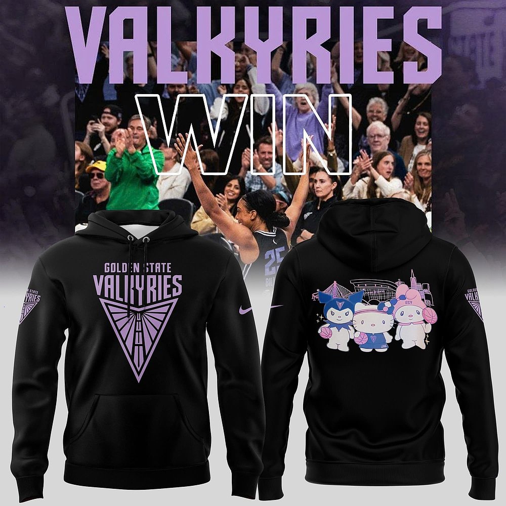 Golden State Valkyries Black Hoodie Sanrio Hello Kitty Crossover Best Basketball Fan Gift