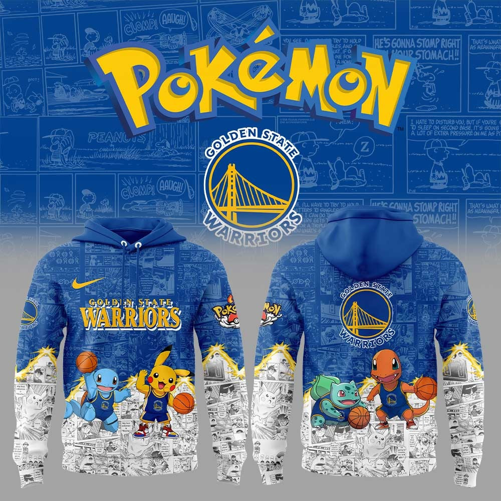 Golden State Warriors x Pokemon Hoodie Cute Gifts For Warriors Fans Basketball Lovers