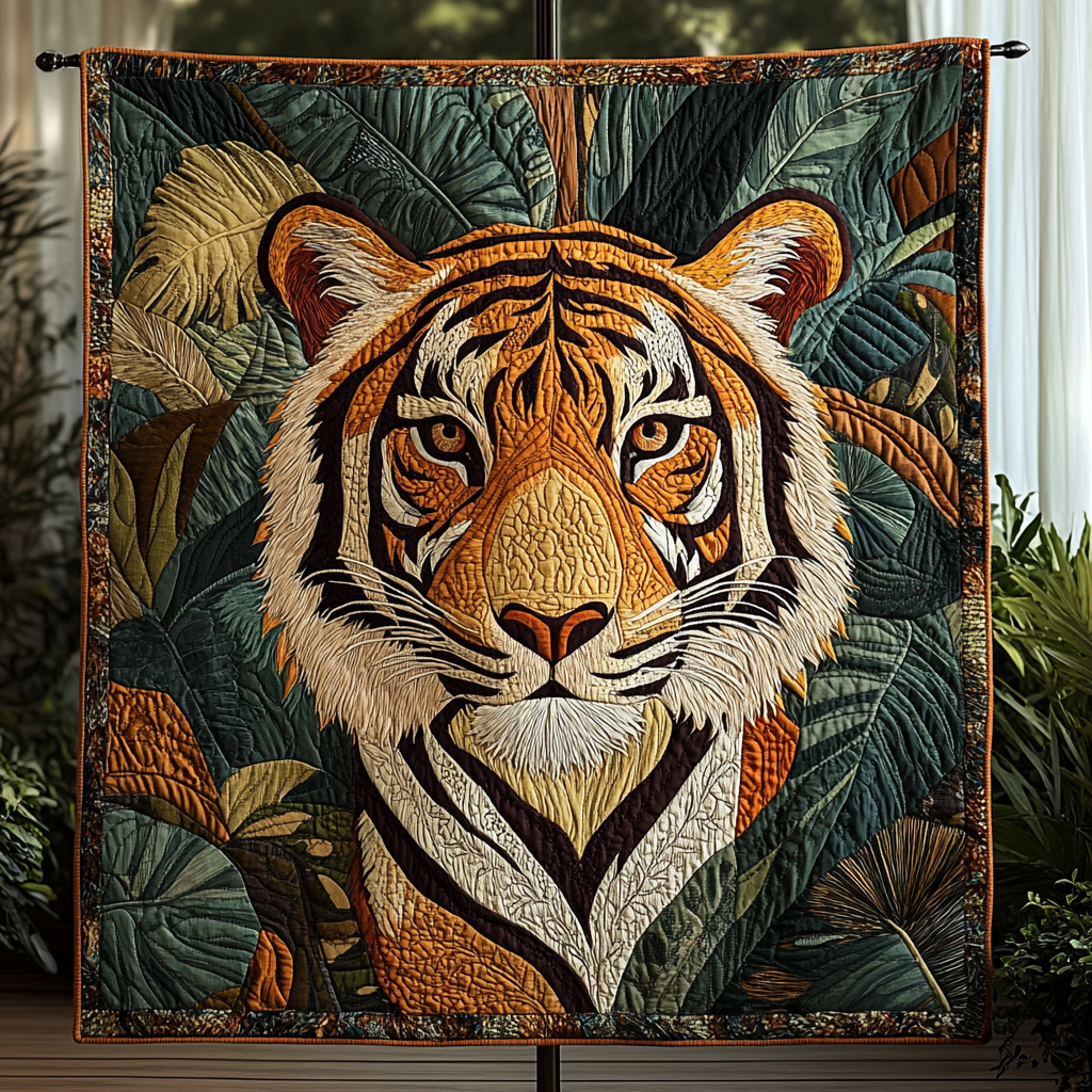 Golden Stripes Quilted Blanket  Tiger Blanket Unique Gift For Friend