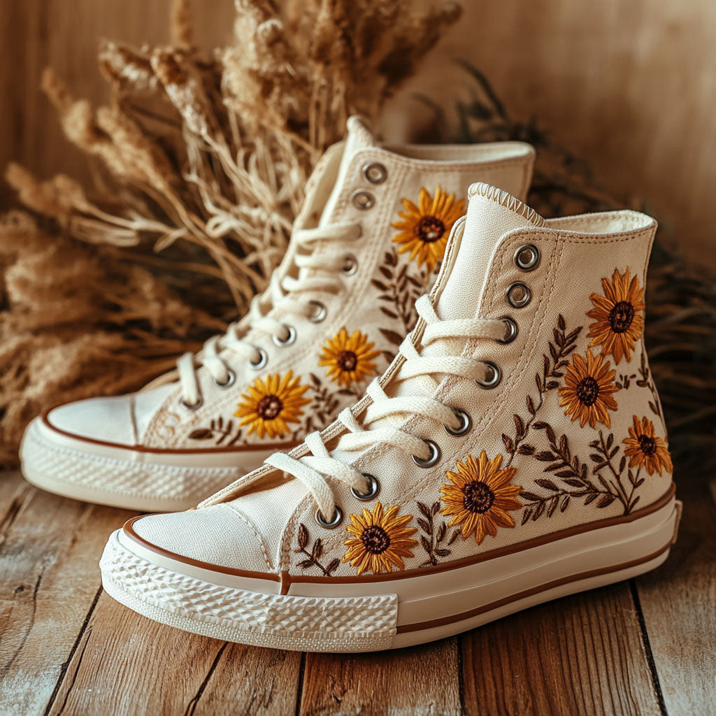 Golden Sunflower Canvas High Tops Casual Merch Outfit