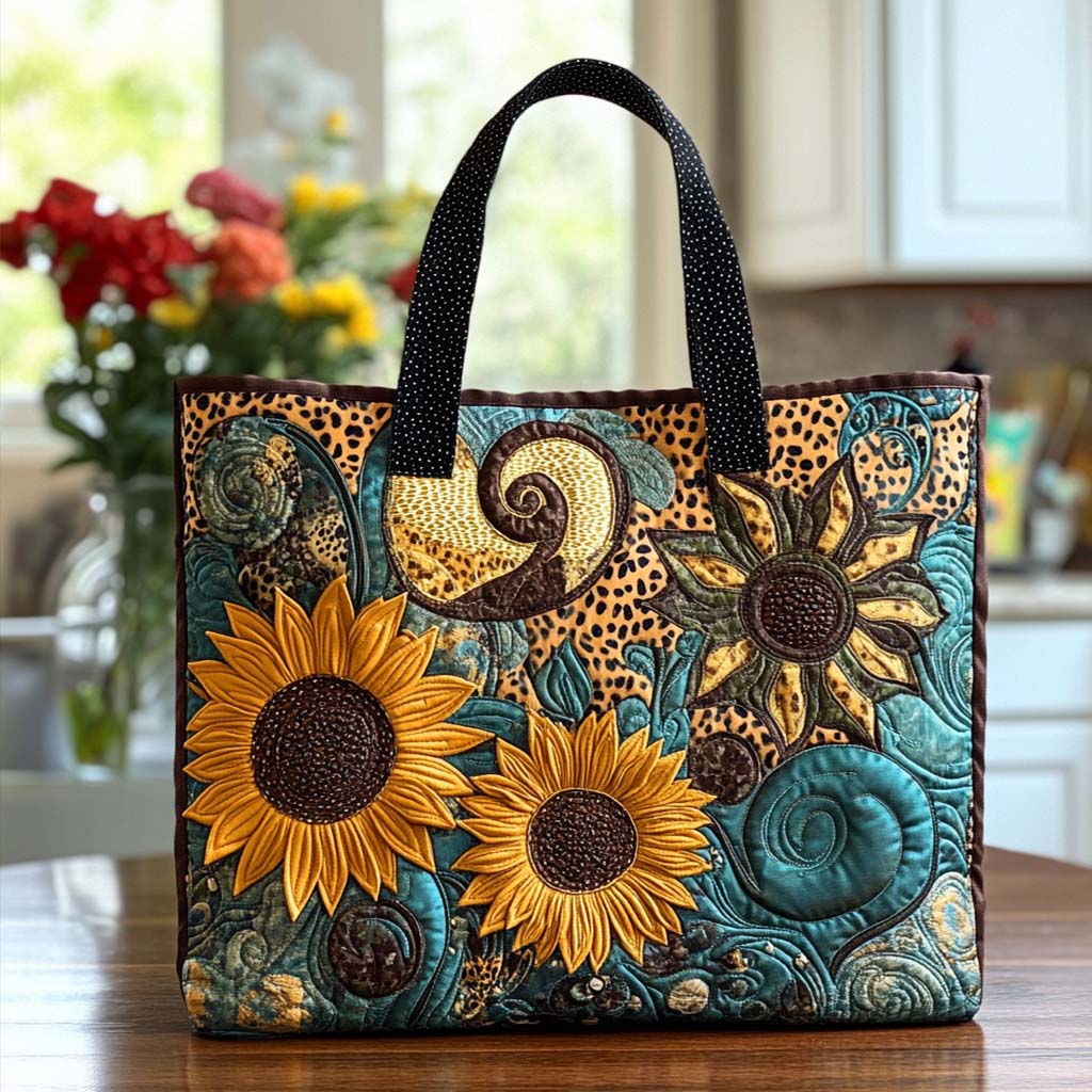 Golden Sunflower Lane Quilted Tote Bag Sunflower Christmas Gift Ideas