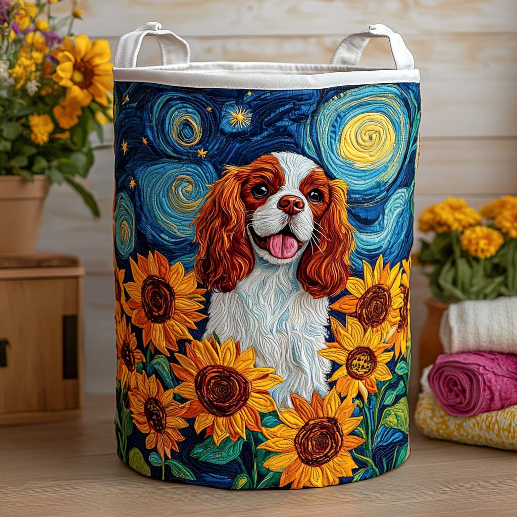 Golden Sunflower Spirit Quilted Laundry Basket Stylish Laundry Basket with Quilted Texture and Handles