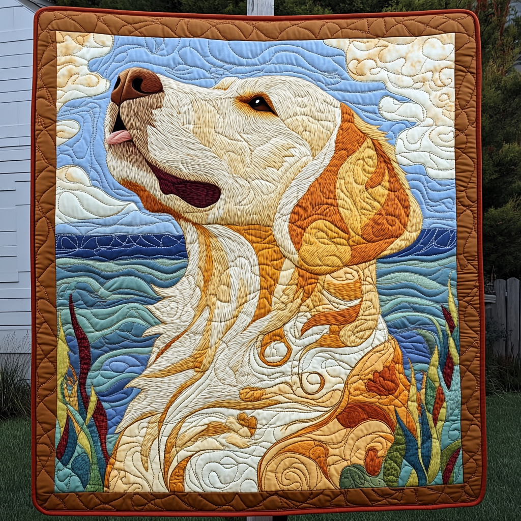 Golden Sunshine Joy Quilted Blanket Labrador Retriever Blanket Dog Gift Ideas For Dog Owners