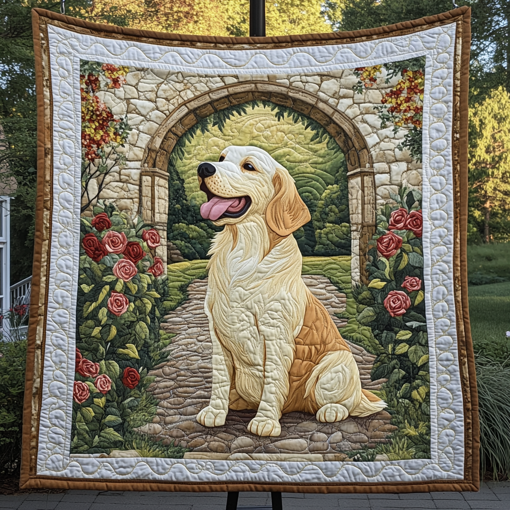Golden Sunshine Meadow Quilted Blanket Labrador Retriever Blanket Dog Gift Ideas For Dog Owners