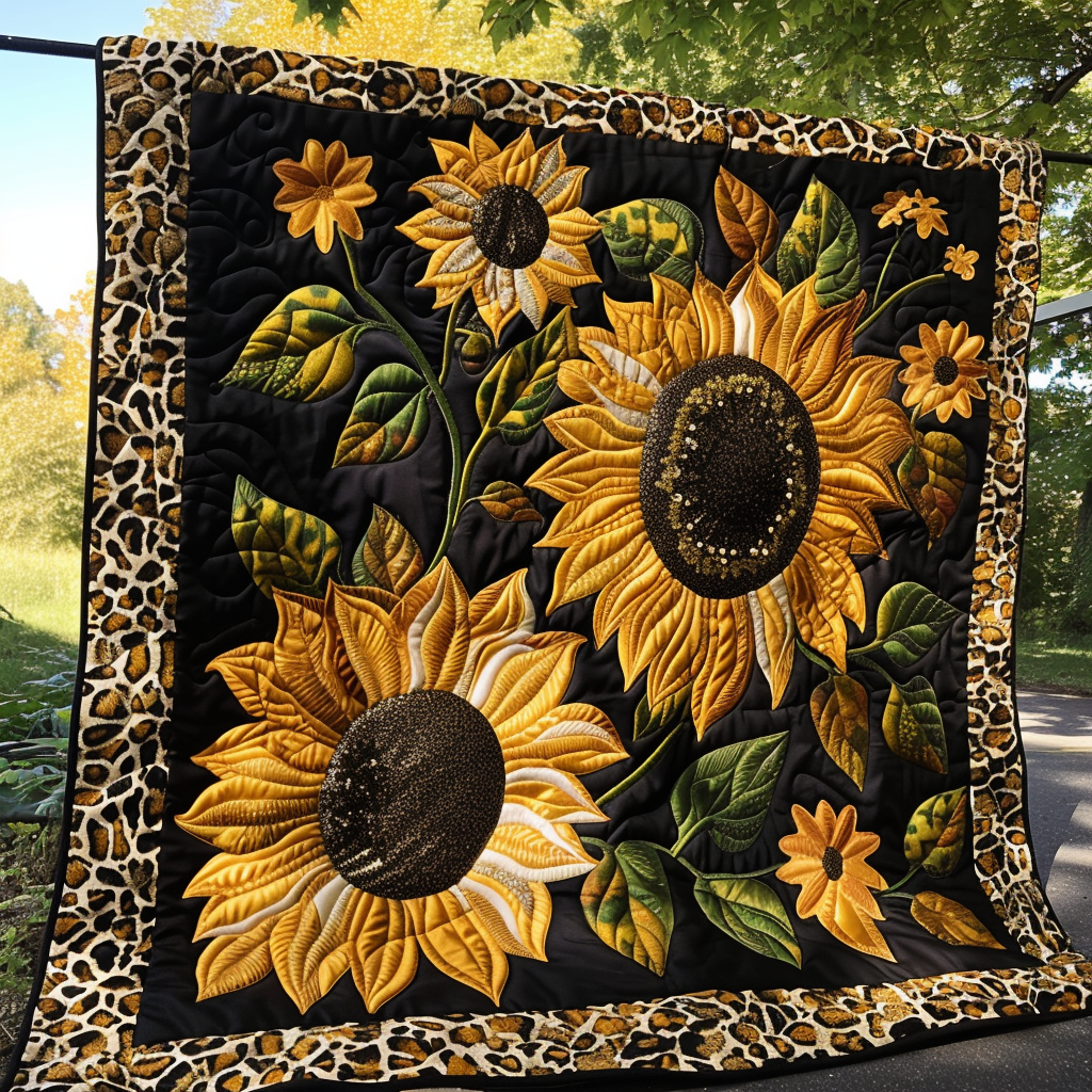 Golden Sunshine Quilted Blanket Holiday Throw Blanket Sunflower Items For Gifts