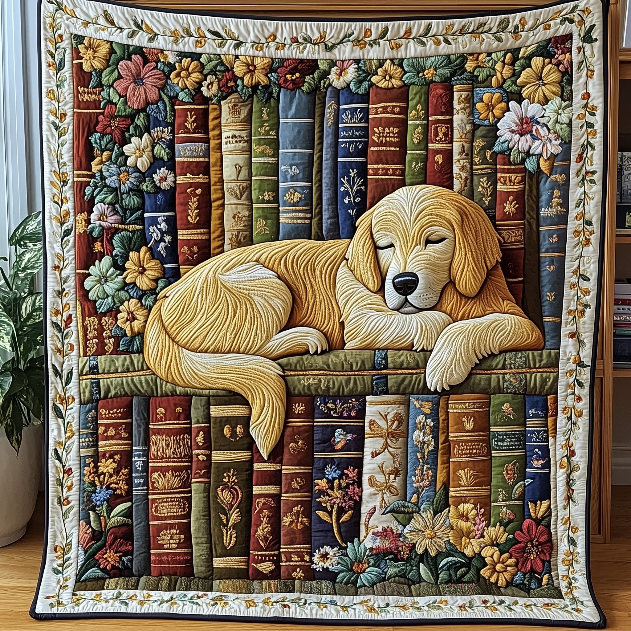 Golden Tales Dream Quilted Blanket Merchandise Throw BlanketGift Idea For Dog Pet Lovers