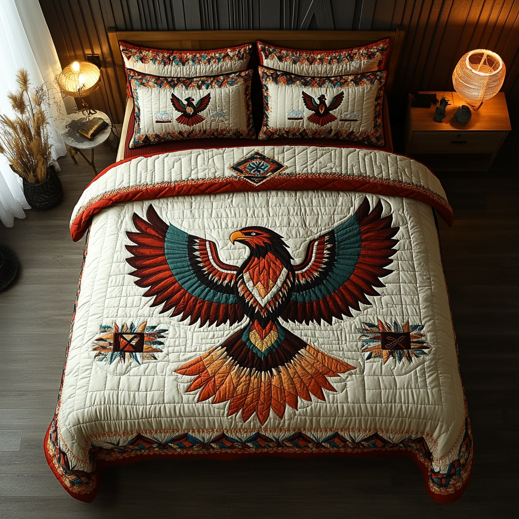 Golden Talon Quilted Bedding Set Best Comforter Sets Gifts For Eagle Lovers Christmas