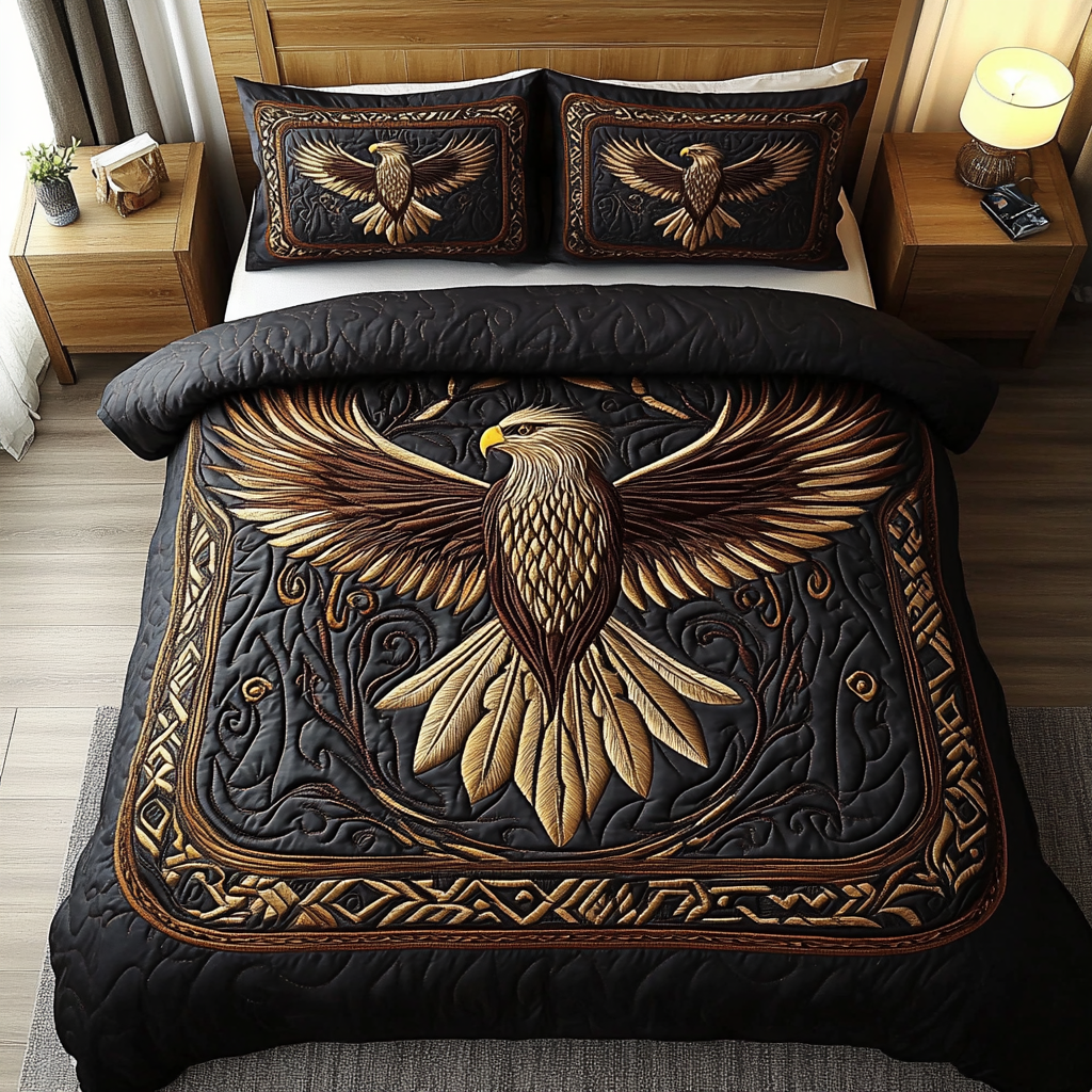 Golden Talon Quilted Bedding Set Luxury Duvet Cover Set for Elegant Bedroom Decor