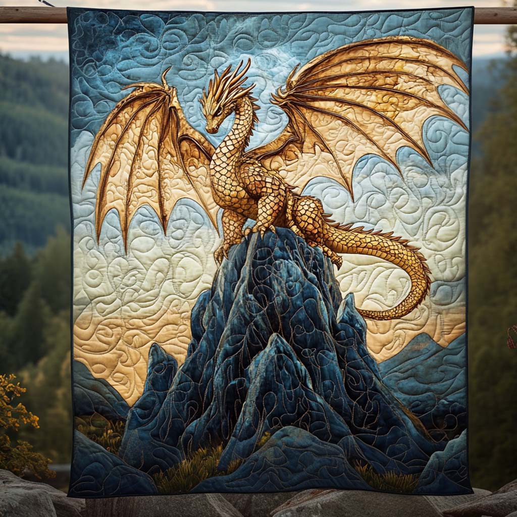 Golden Talon Quilted Blanket Unique Dragon Gifts