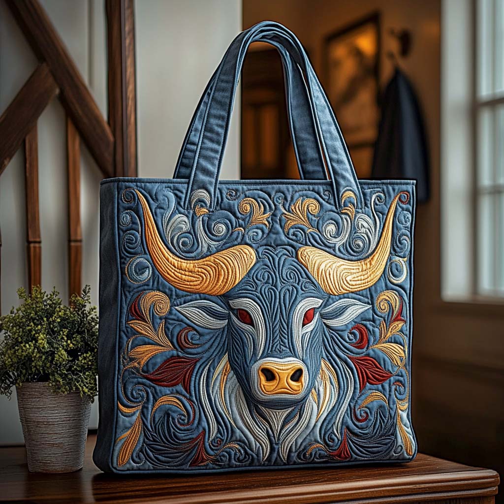 Golden Taurus Quilted Tote Bag Family Xmas Present Ideas