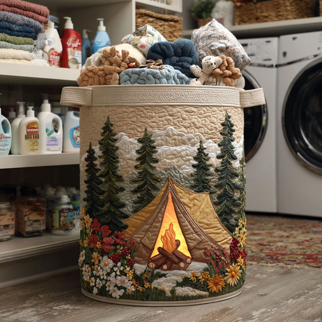 Golden Tent Quilted Laundry Basket Soft Quilted Laundry Basket for Daily Home Use
