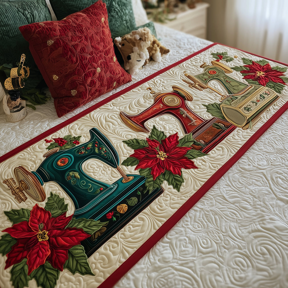 Golden Threads Quilted Bed Runner Bedroom Holiday Decor Dachshund Gifts For Christmas