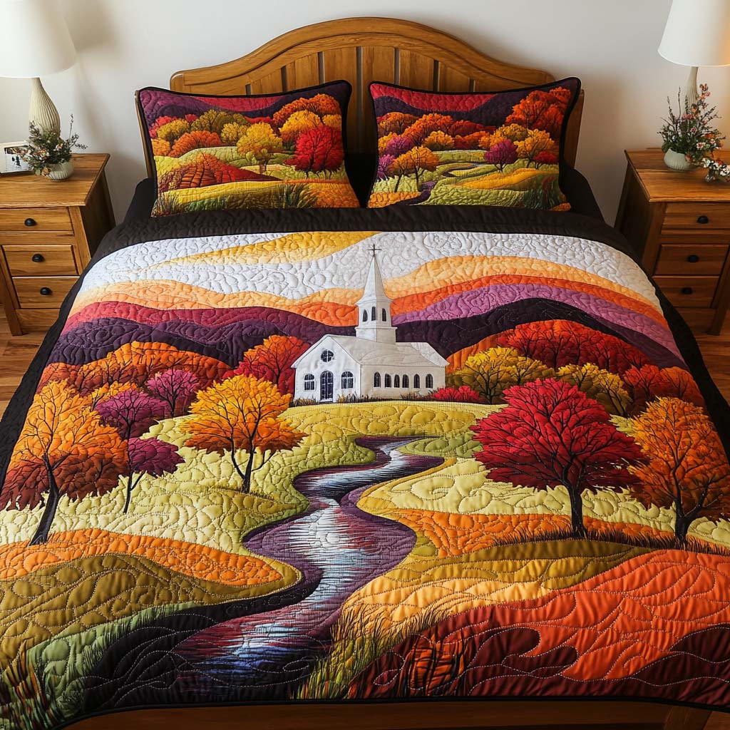 Golden Tree Horizon Quilted Bedding Set Bedroom Decorations Good Fall Gifts