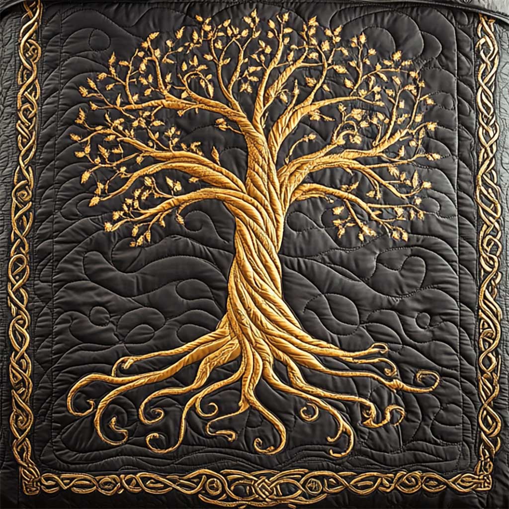 Golden Tree Of Life Quilt Blanket Winter Blanket Holiday Gifts For Employees