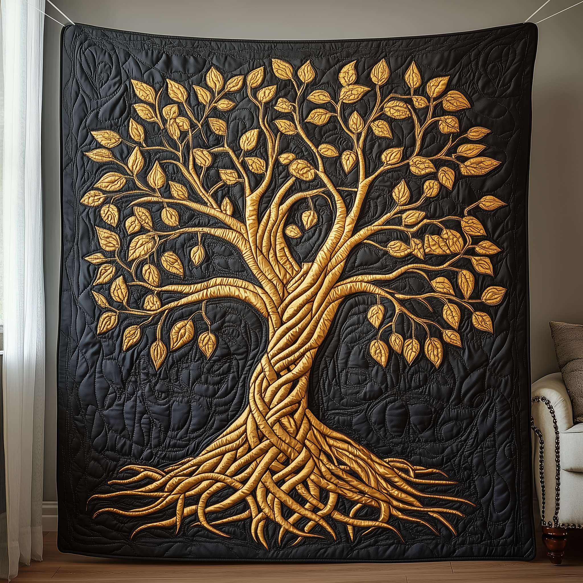 Golden Tree of Life Quilted Blanket Mystic Celtic Symbol Tree Of Life Gifts For Grangarents