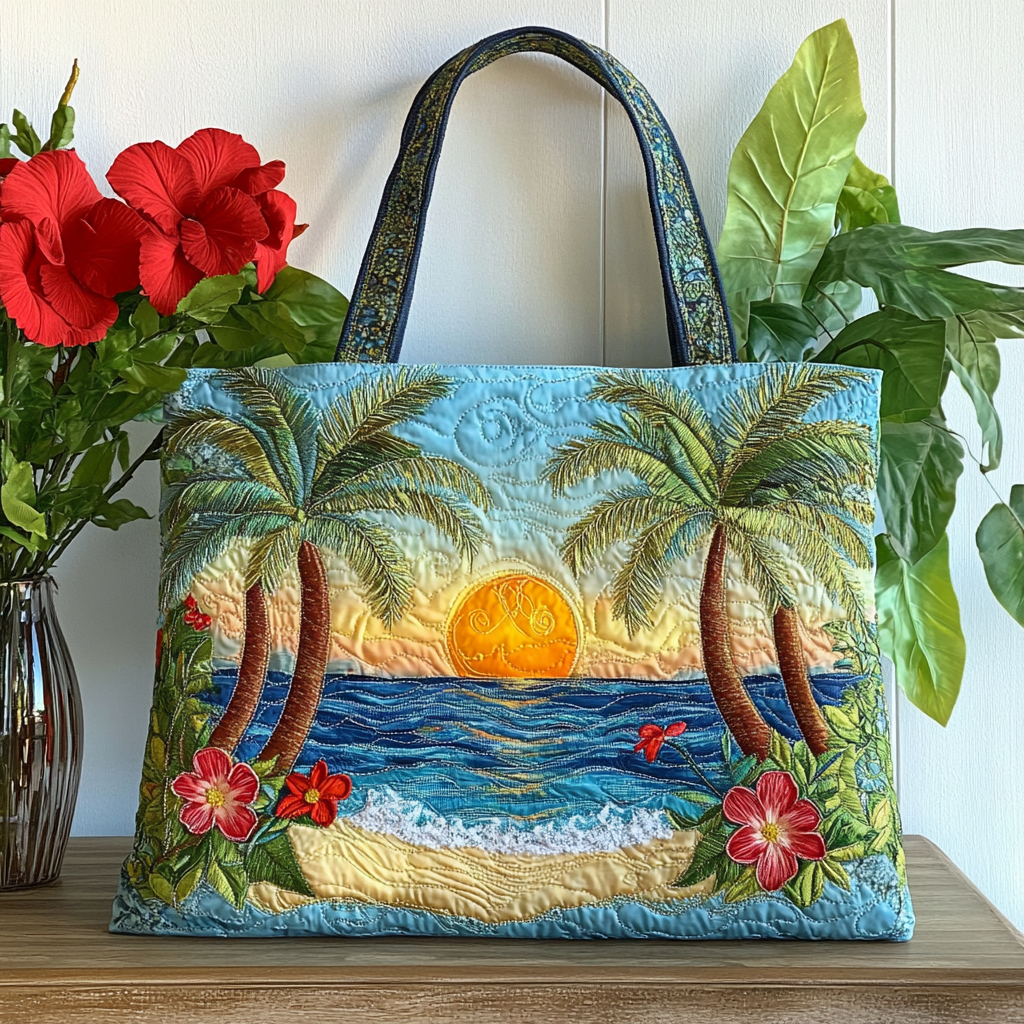 Golden Tropic Quilted Tote Bag Christmas Gifts For Beach Lovers