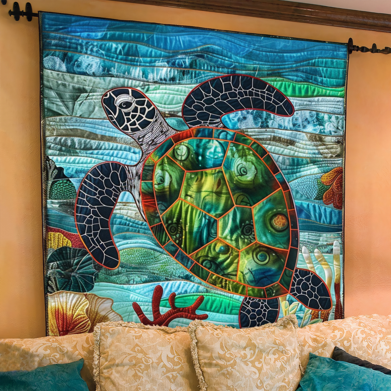 Golden Turtle Bay Quilted Blanket Presents For Turtle Lovers