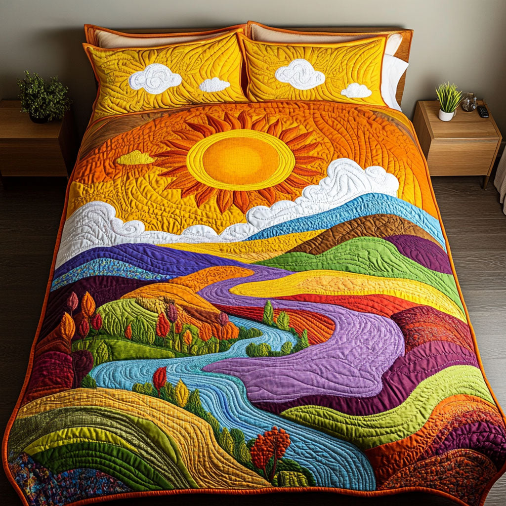 Golden Valley Quilted Bedding Set Meaningful Home Gift for Special Occasions