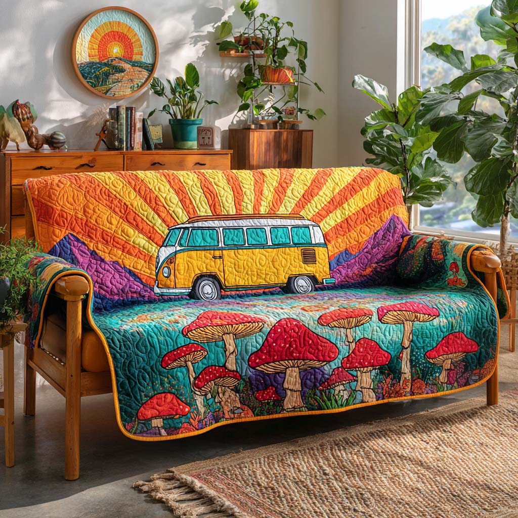 Golden Van Voyage Quilted Sofa Cover Sofa Seat Covers Christmas Gift Ideas For Hippies