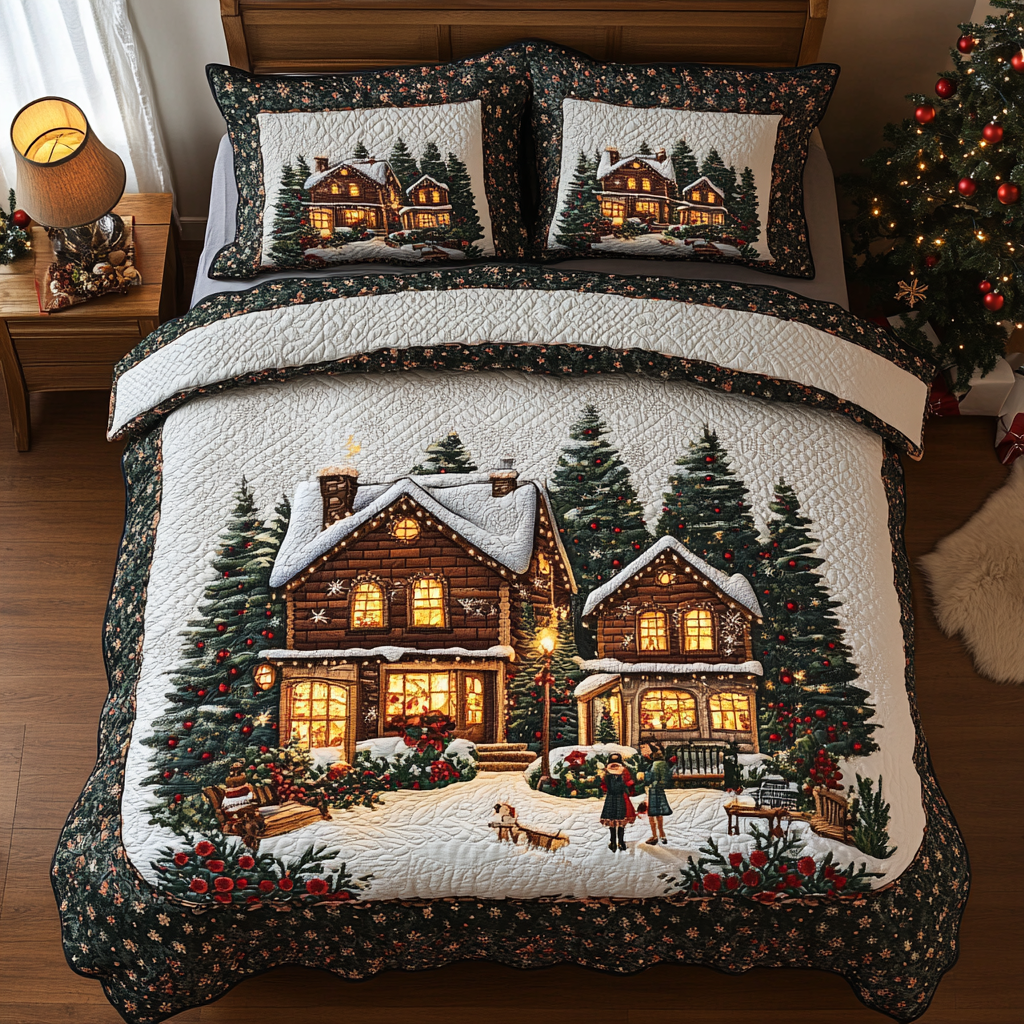 Golden Village Quilted Bedding Set Best Holiday Duvet Covers Cool Gifts For Christmas Holiday