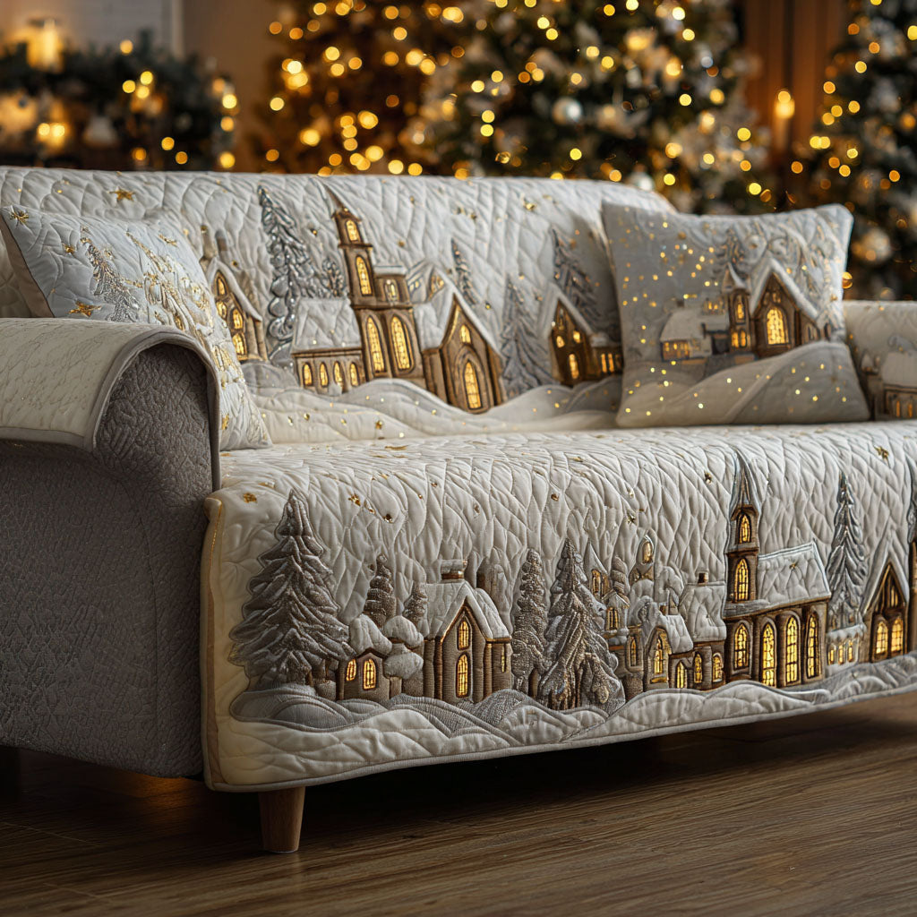 Golden Village Quilted Sofa Cover Holiday Living Room Decor Christmas Gifts For Mom