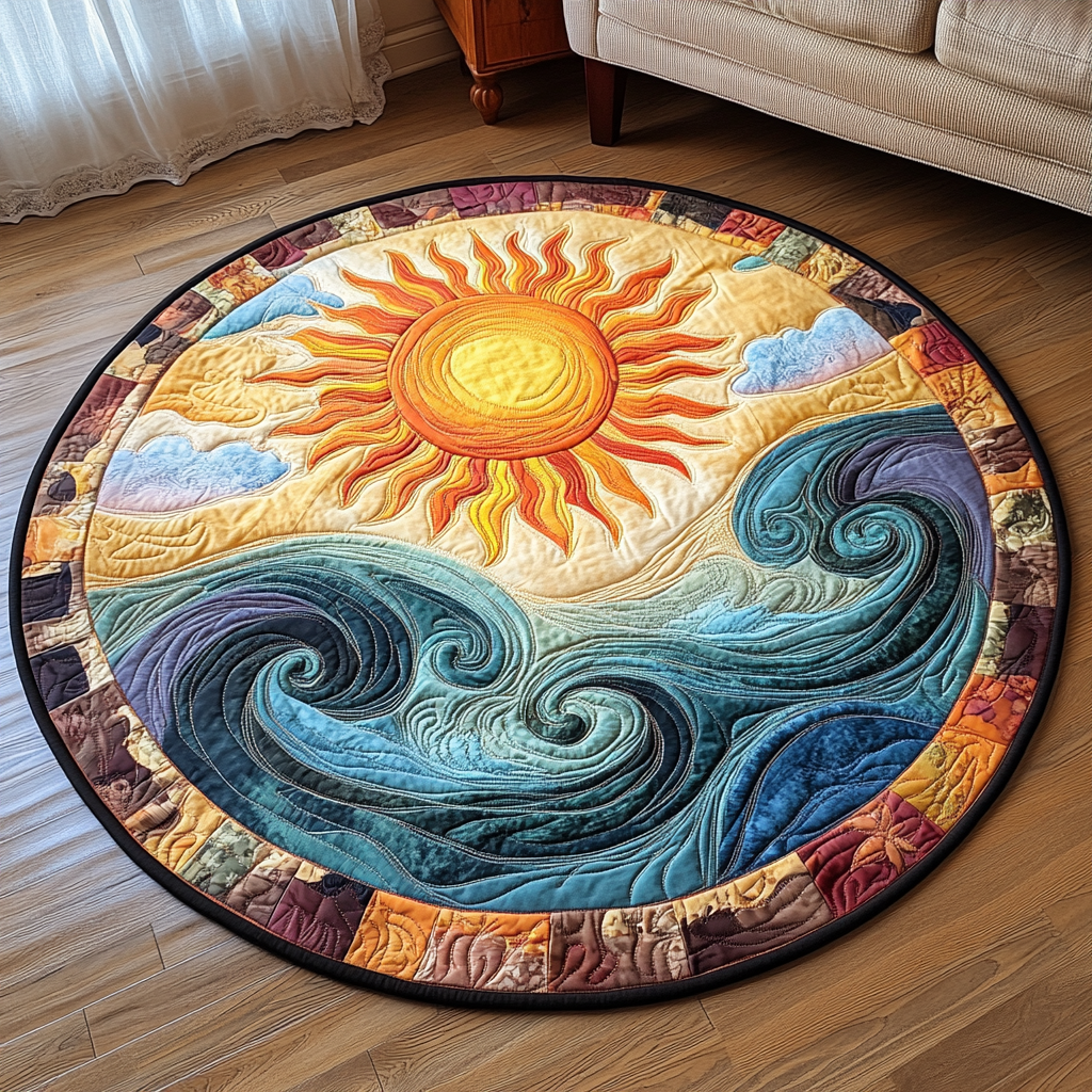 Golden Wave Quilted Round Mat Entryway Christmas Decor Ideas Tree Of Life Gift Items