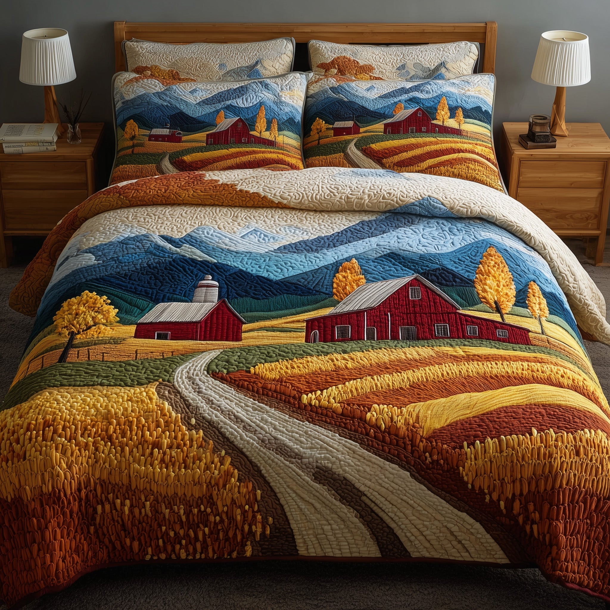 Golden Wheat Fields Quilted Bedding Set Ultimate Comfort