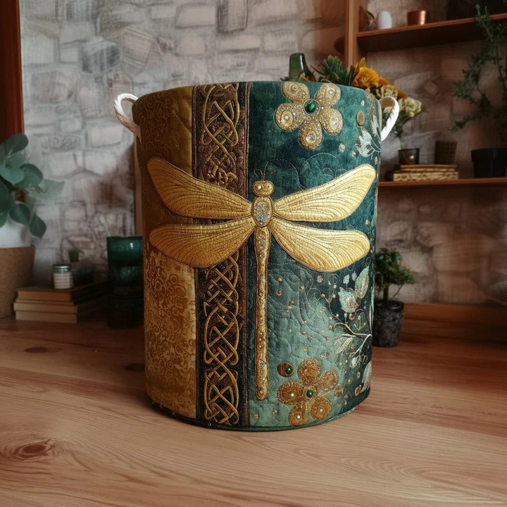 Golden Wing Haven Eagle Quilted Laundry Basket Majestic Bird Home Organizer Gift For Eagle Lovers