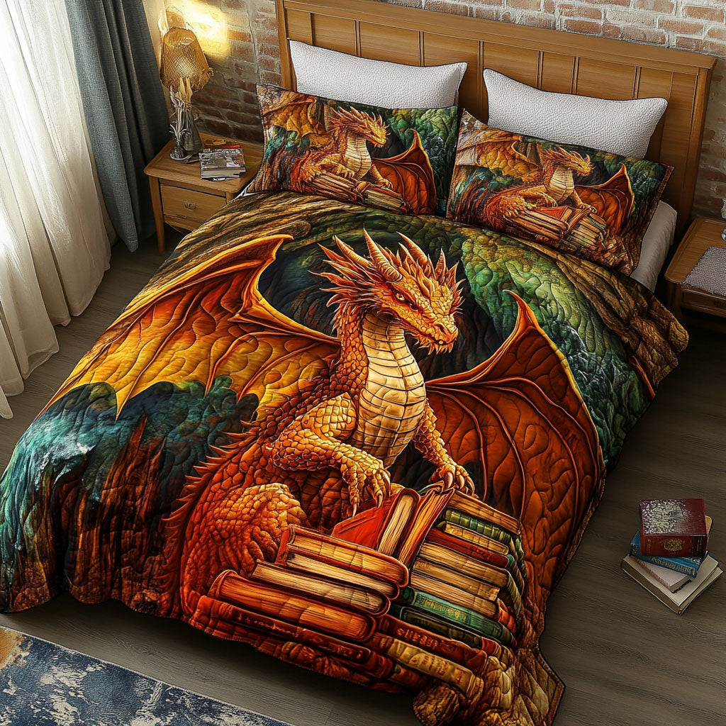 Golden Wisdom Watcher Quilted Bedding Set Bed Room Decoration Book Presents For Women