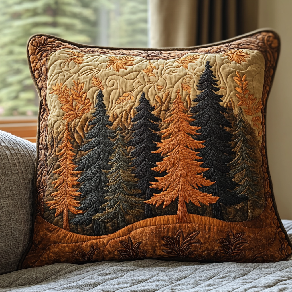 Golden Wood Quilted Pillow Case Decorative Fall Pillow Covers Best Friend Gift Ideas