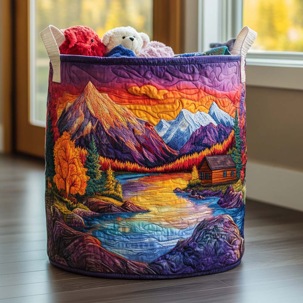 Golden Woods Quilted Laundry Basket Thoughtful Housewarming Gift