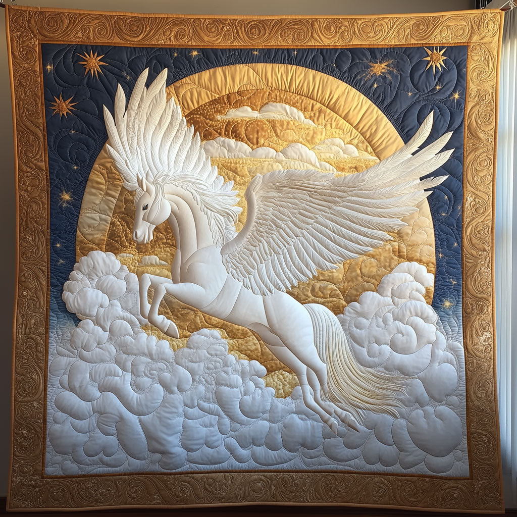 Golden Zenith Pegasus Quilt Blanket Throws For Couch Unique Horse Gifts For Ladies