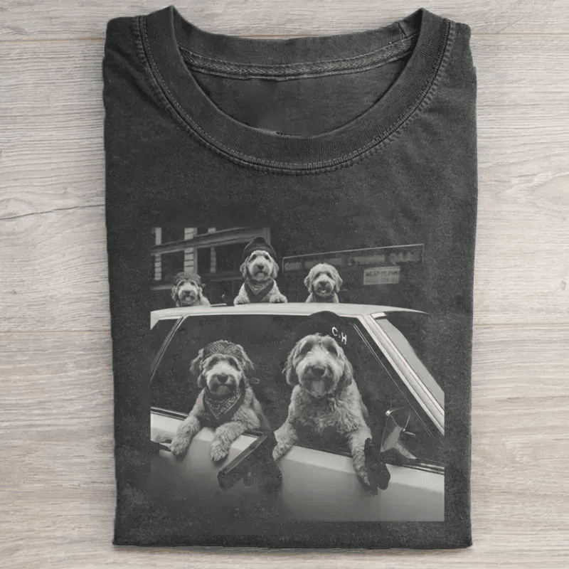 Goldendoodle Gang Car Meme T-Shirt Funny Doodle Dog Lover Tee Viral Dog Crew Shirt Best Gift For Dog Owners