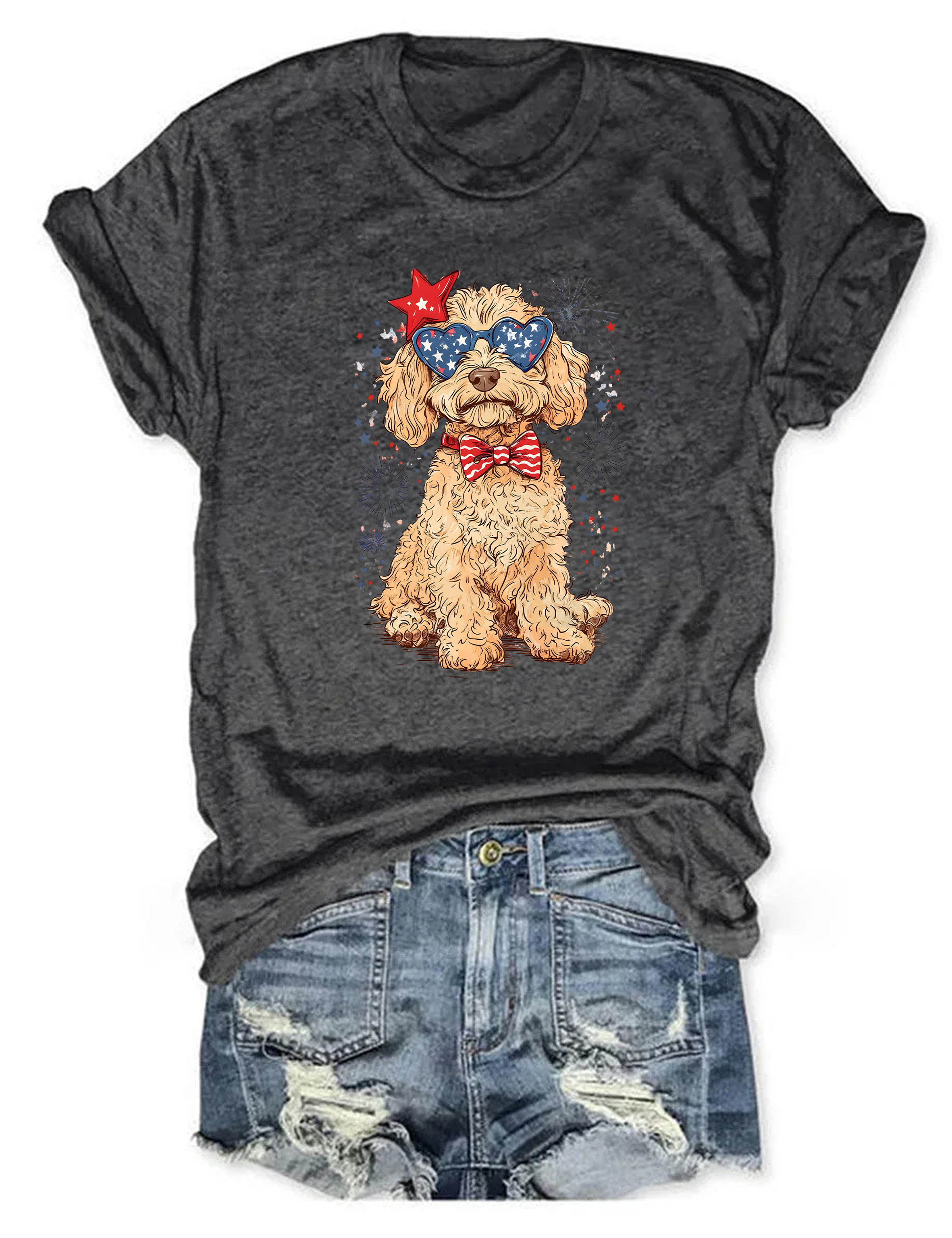 Goldendoodle Patriotic T-Shirt 4th Of July Graphic Animal Themed Patriotic Shirt Gift Ideas