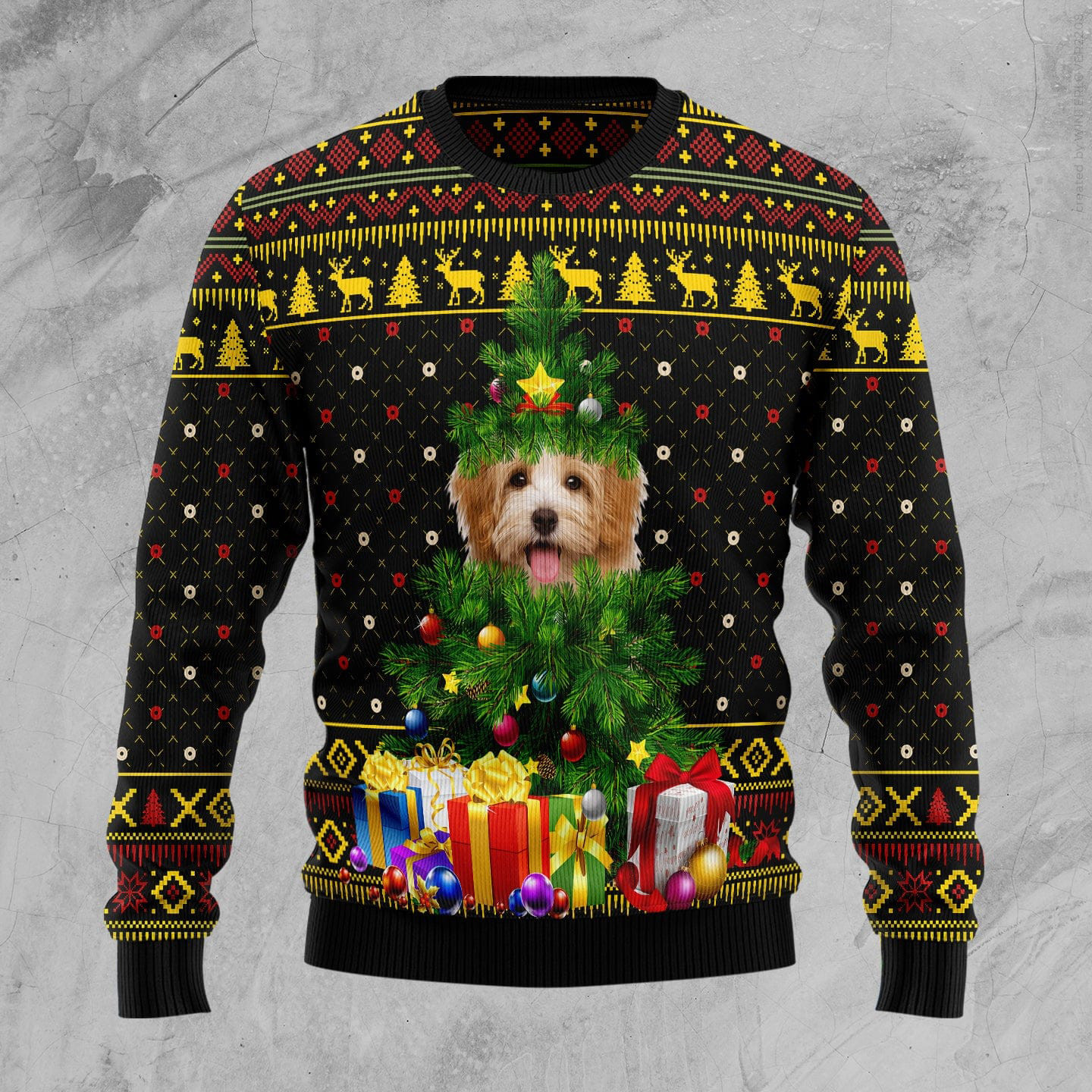 Goldendoodle Pine Ugly Christmas Sweater Animal Clothing Dog Themed Gifts