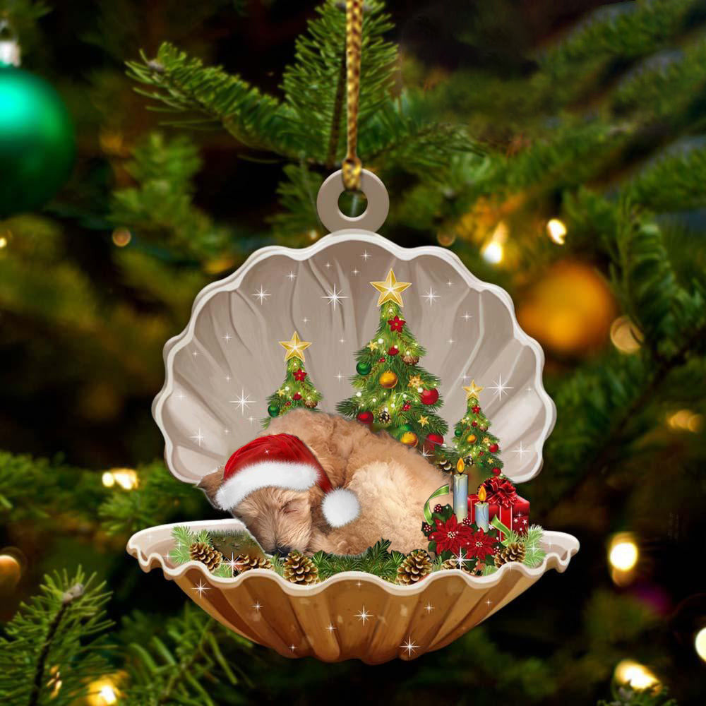 Goldendoodle Sleeping in Pearl Dog Christmas Ornament Flat Acrylic