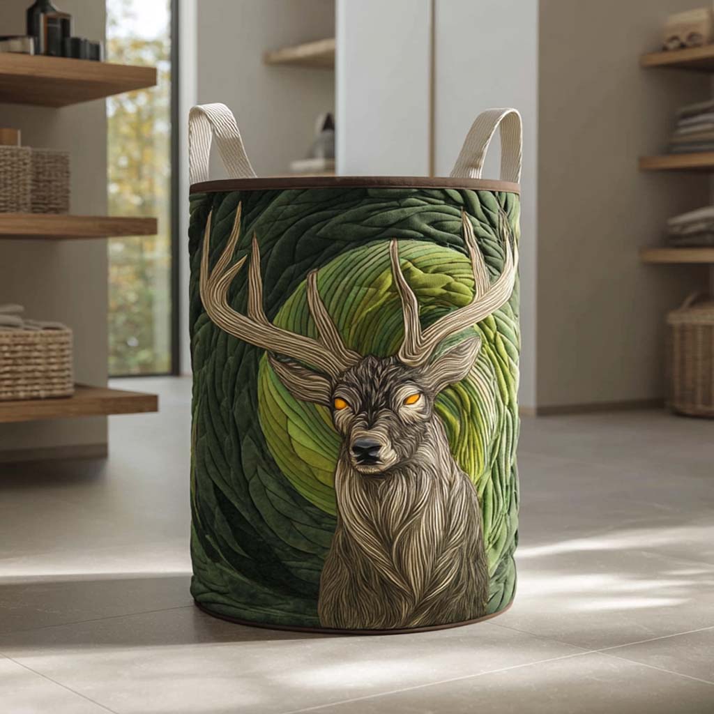 Goldeneyed Guardian Quilted Laundry Basket Merch For Home And Bedroom