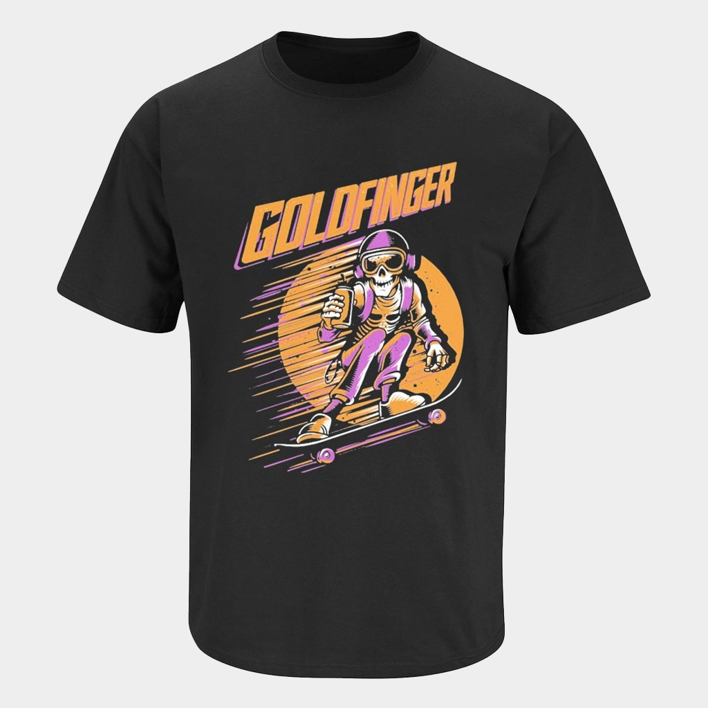 Goldfinger Skull Shredder Skateboard T-Shirt Goldfinger Merch Gifts For Rock Music Lovers